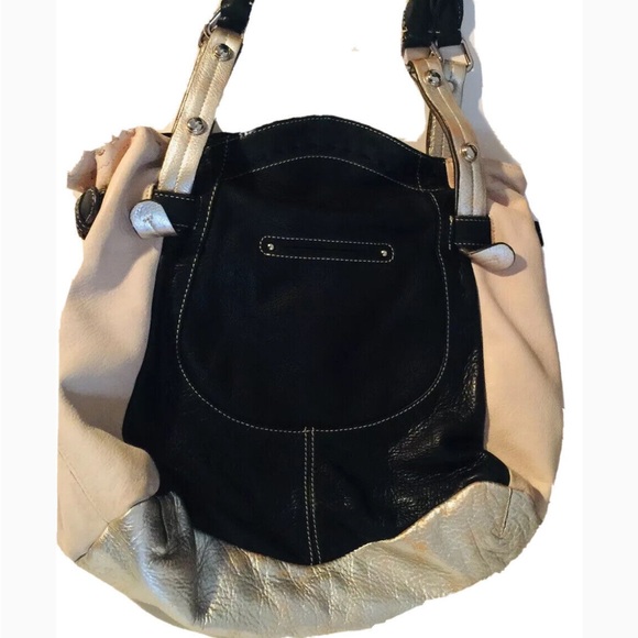 B. Makowsky Leather Boho bag multi color black, white and silver. - Picture 2 of 3